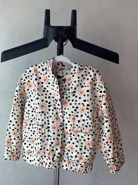 NWT Cotton: On Toddler Girls Macy Hooded Jacket Pink Black Leopard Daisy Sz:3-4